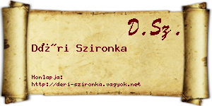 Déri Szironka névjegykártya